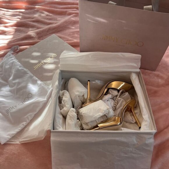 Jimmy Choo gold high-heeled sandals - Picture 5 of 6